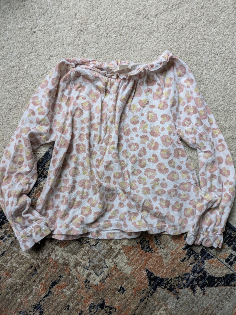 Crewcuts Pink and Yellow Leopard-Print Knit Top